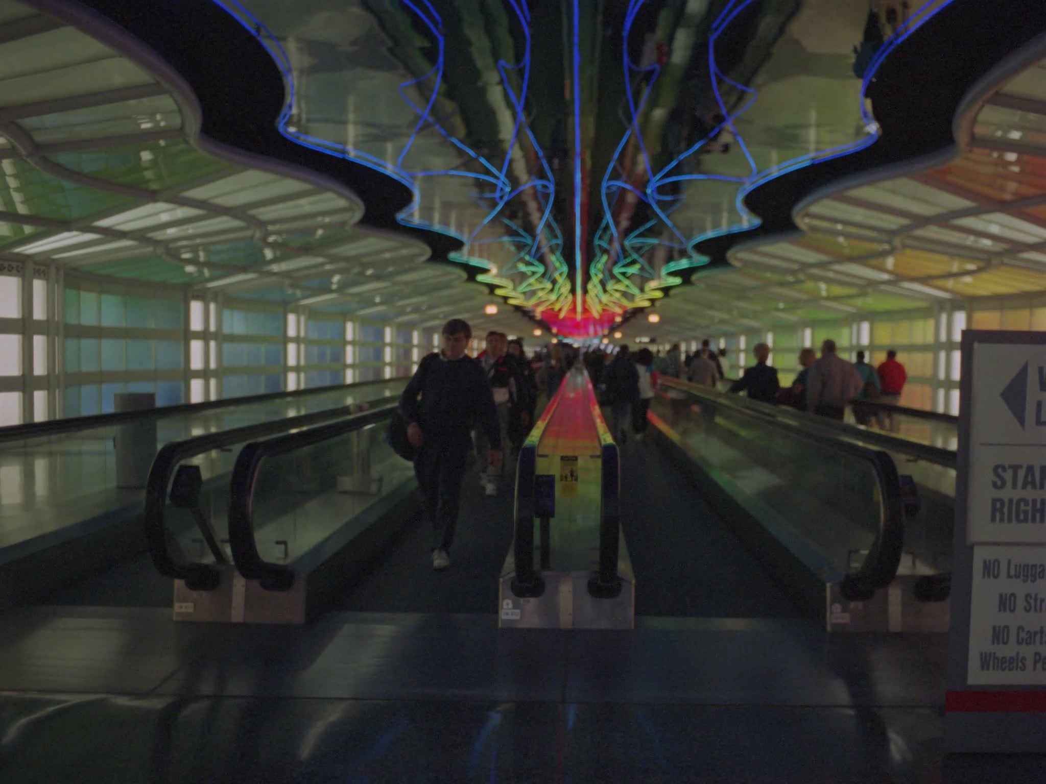 Chicago O'hare Airport Tunnel with Light Show